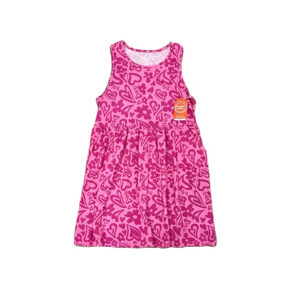Wonder Nation-Pink Hearts & Flowers Girls Dress-Size XL (14-16) Plus - Picture 1 of 4